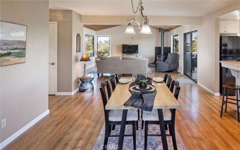 View of living room from dining area.