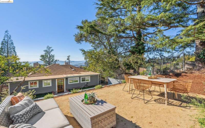 Patio on the middle terrace of the yard is a great place to unwind.