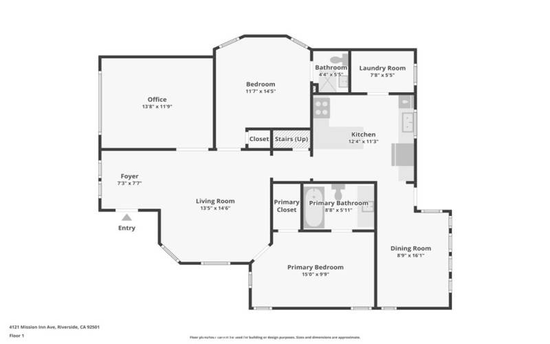 Two downstairs bedrooms, an office/den, laundry room AND an additional enclosed patio (labeled dining room)