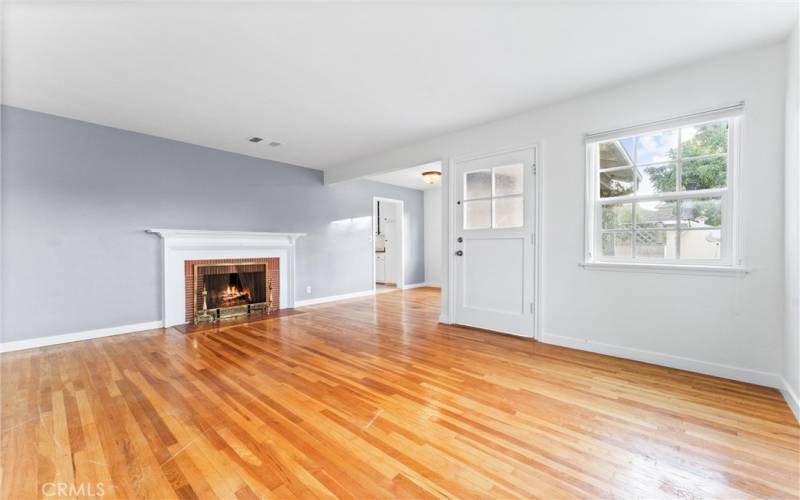 Cozy living room with a working fireplace