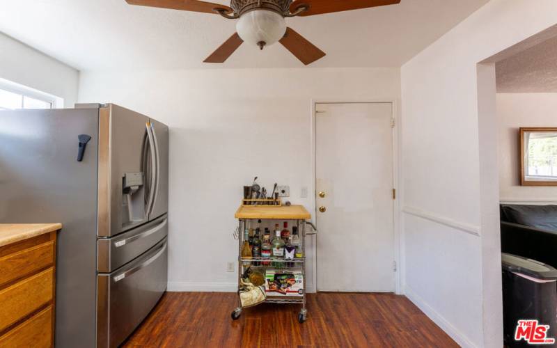 Kitchen View of Garage Door