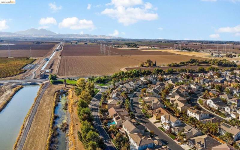 Aerial of Canal behind house