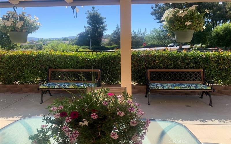 Back patio with panoramic view to the mountains.