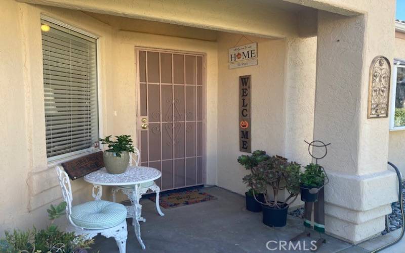 Your front door with a security screen.