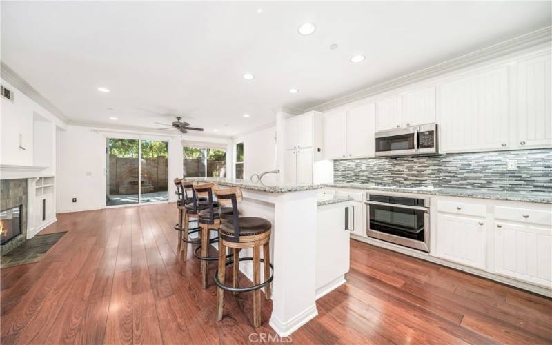 Kitchen/Family room with fireplace