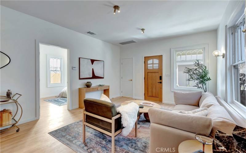 Living room with new hardwood floors