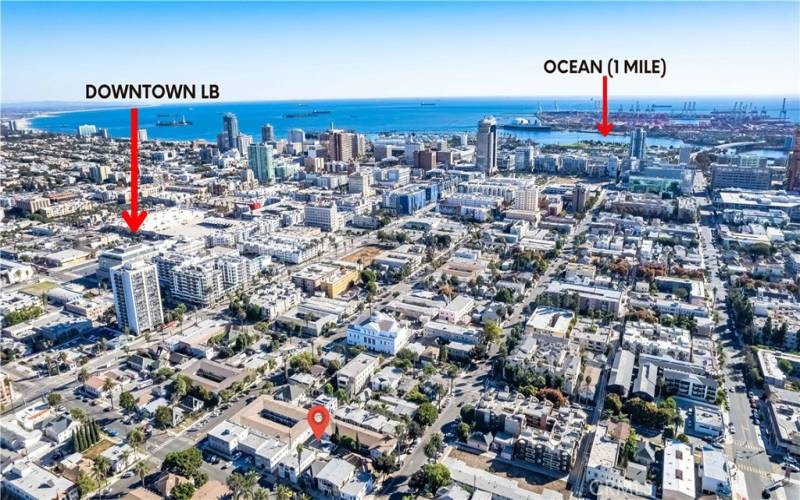 Just blocks to Downtown Long Beach and ONLY 1 mile to the Ocean and Shoreline Village