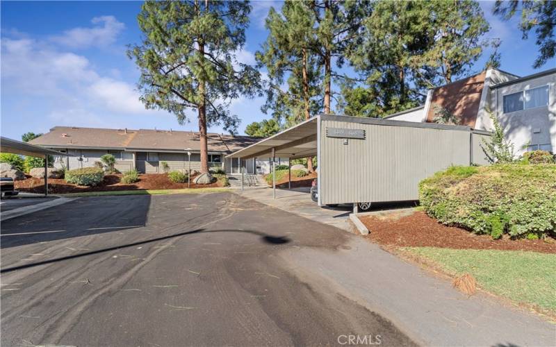 Two parking stalls close to unit with cabinets for storage.