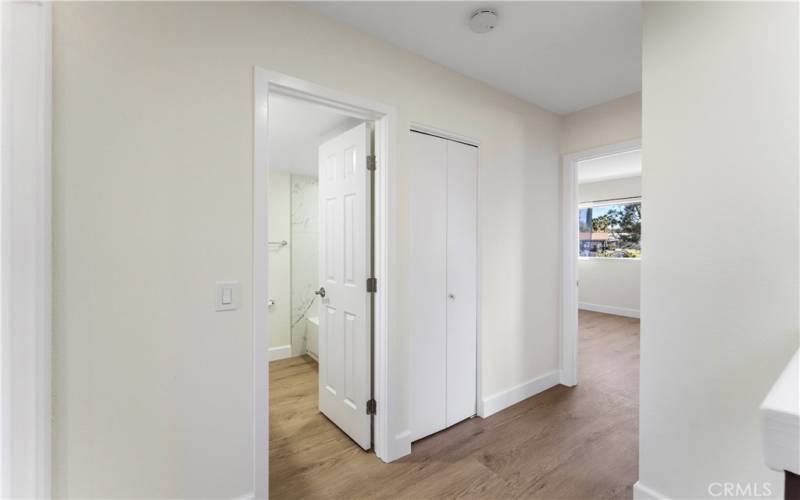 Extra linen closets upstairs in hallway.