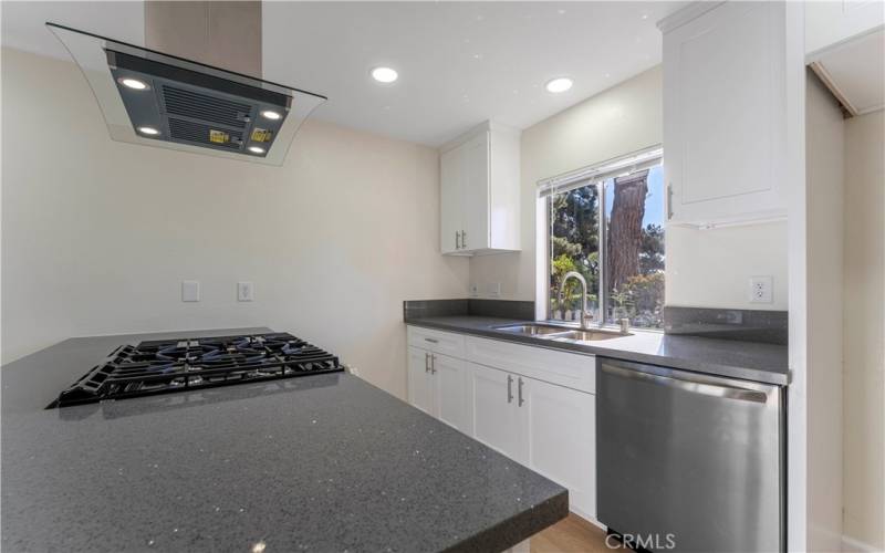 All new kitchen cabinets and appliances. Another view of the golf course from the kitchen sink.