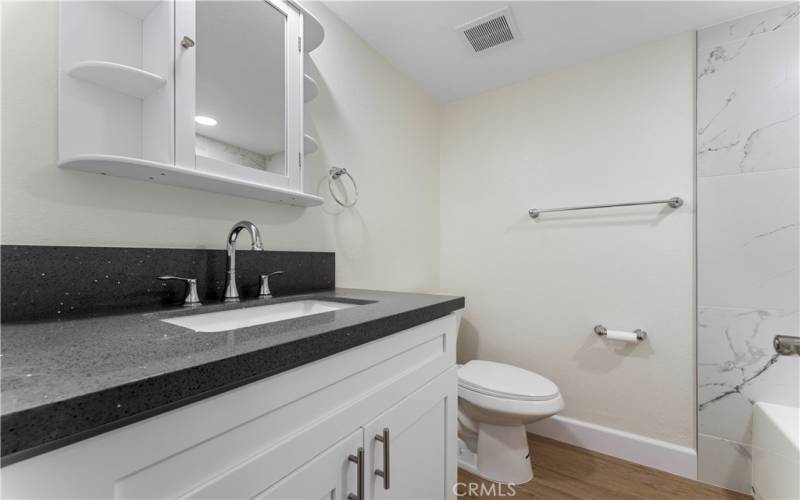 Main bathroom upstairs is completely remodeled.