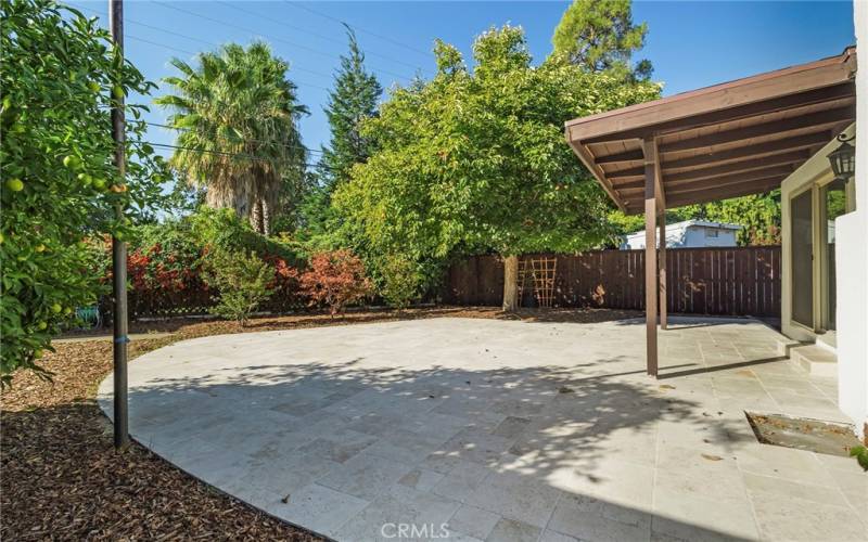 Covered back patio of main house