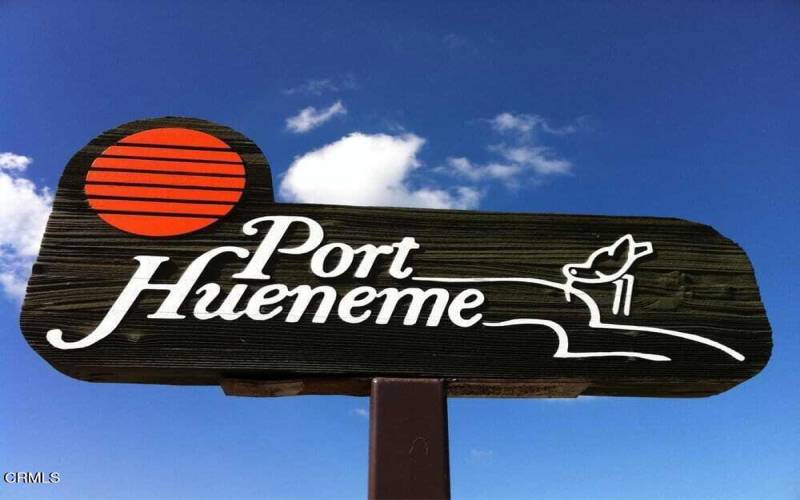 Port Hueneme sign with the orange sun