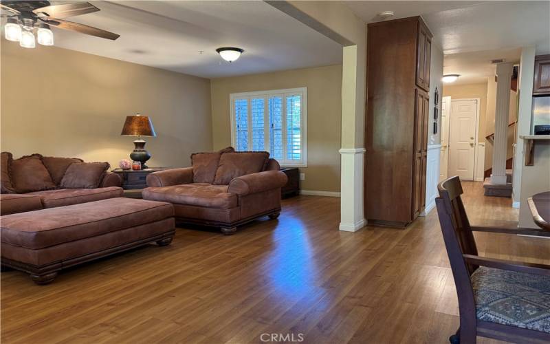 Living room with custom window treatments