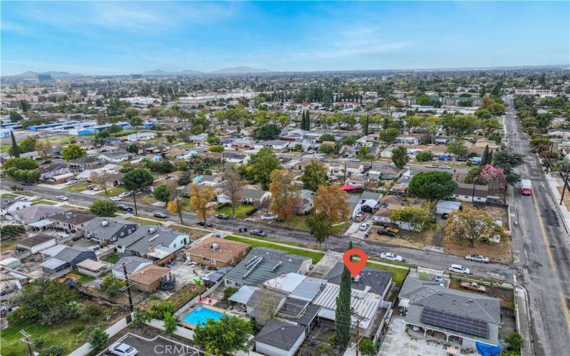 Aerial view of the property