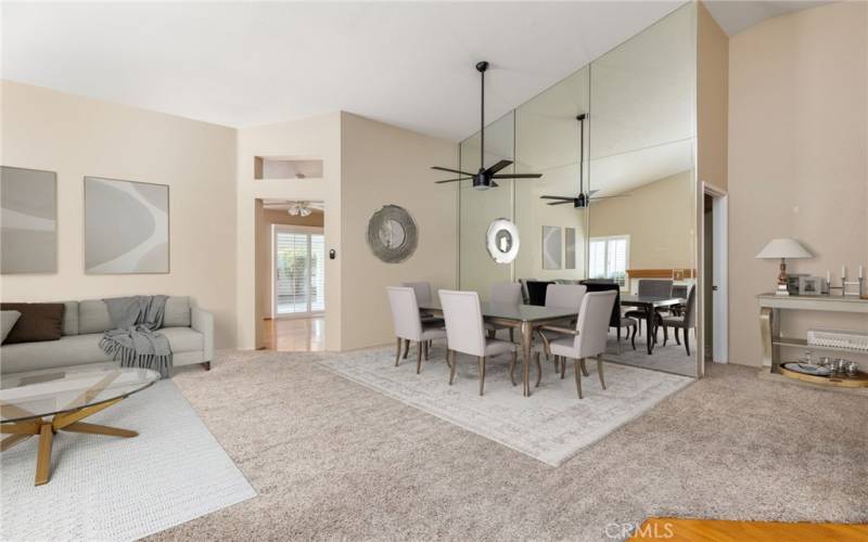 Staged dining room area