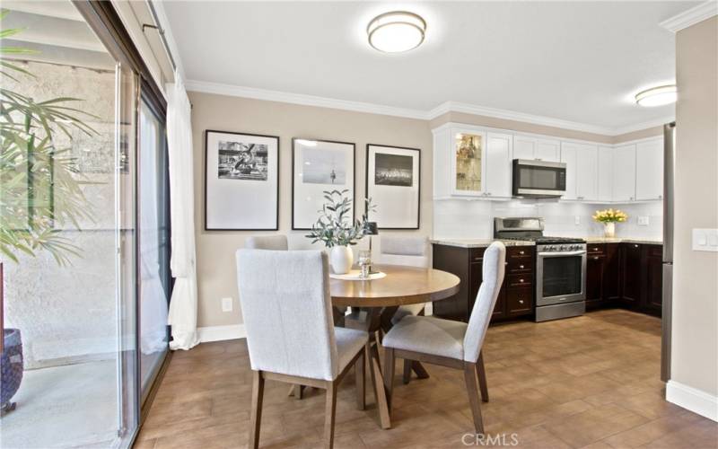 Dining area adjacent to the enclosed patio