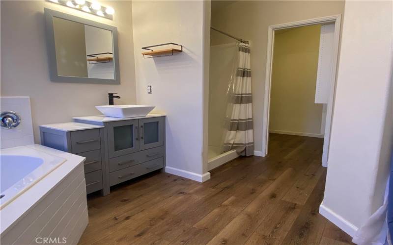 Master Bathroom with soaker tub and his/her vanities.