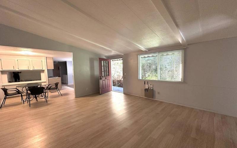 Front door and dining area