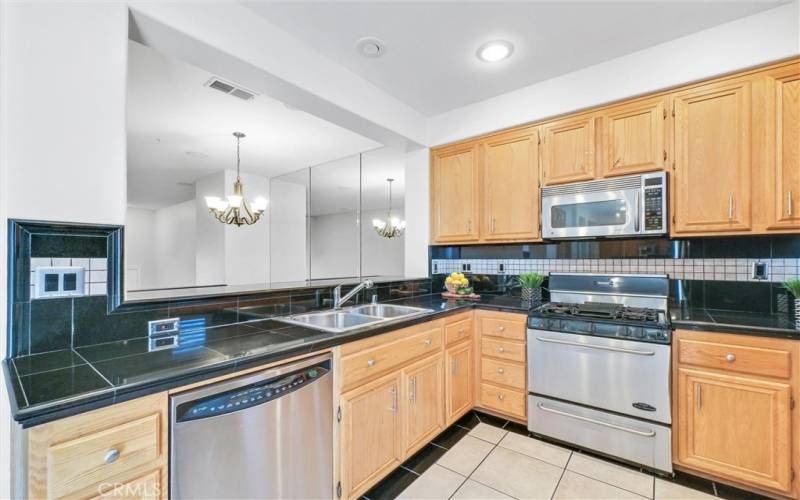 Kitchen is open to dining area