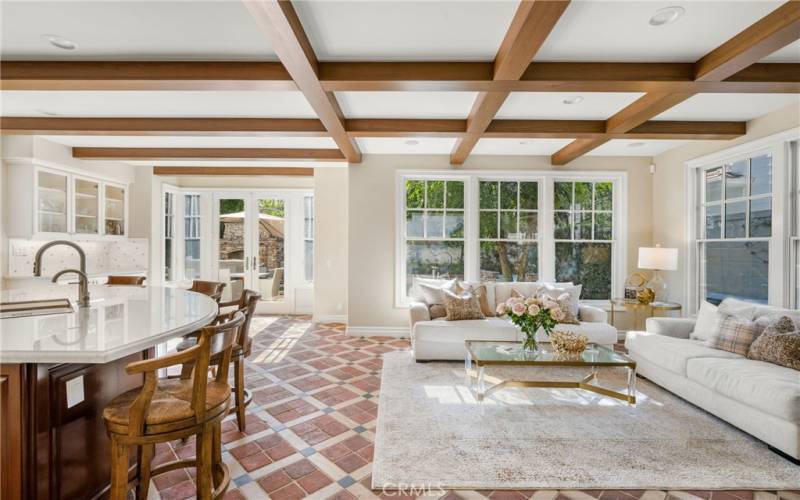 Newly updated kitchen and family room.