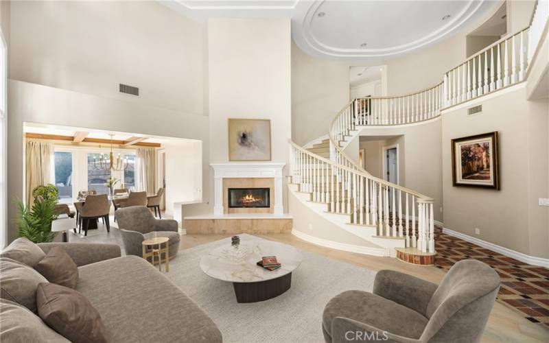 Expansive living room leading to dining room*virtual staging