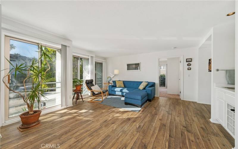 Open living room with wet bar!