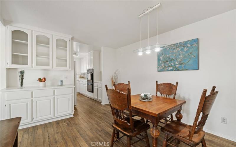 Built-in china cabinet in dining area.