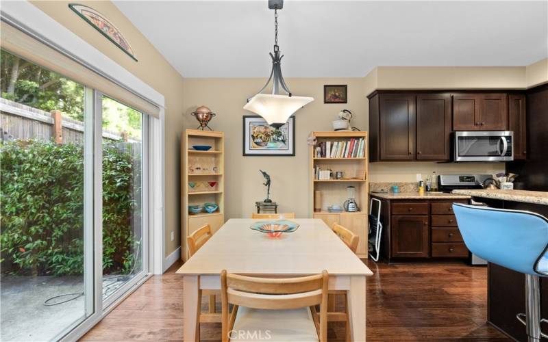 Dining area with patio view