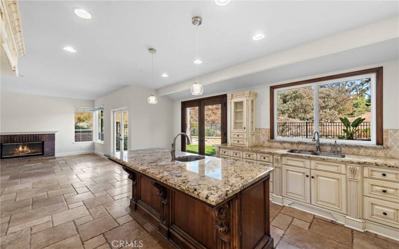 Eating island with granite counters