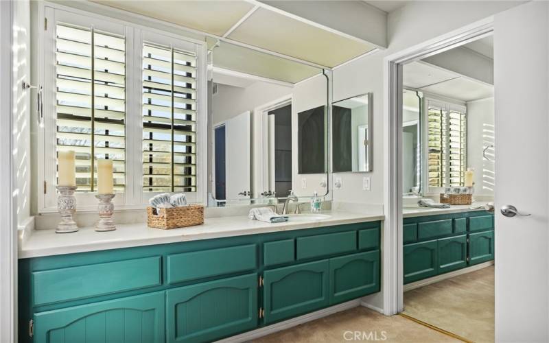 Upstairs primary bath w/new quartz counters