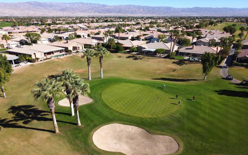 Elevated above golf course