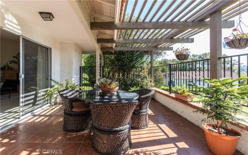 Tiled patio deck.