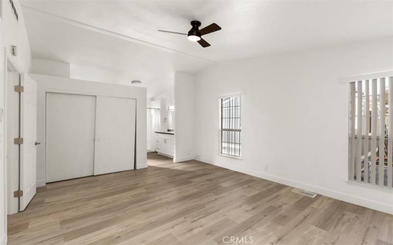 Primary Bedroom / bathroom with closet