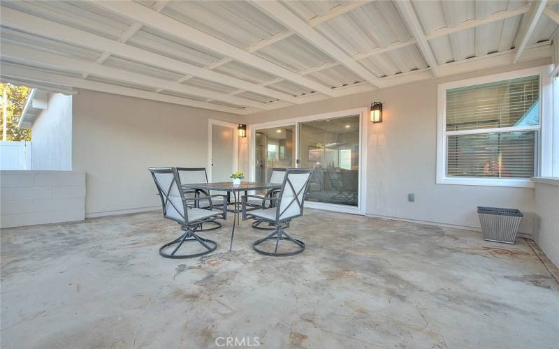 Covered Patio in Backyard.