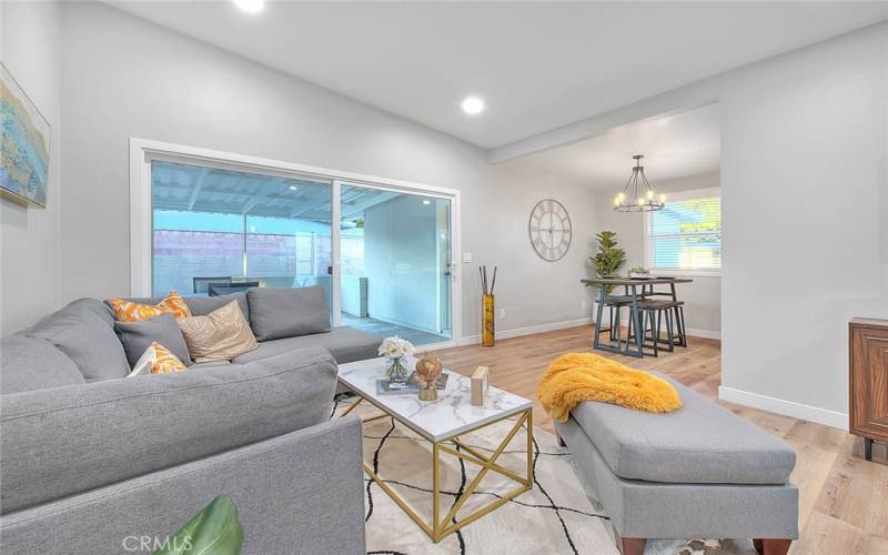 Family Room w/Brand New Dual Pane Sliding Glass Door to Backyard.