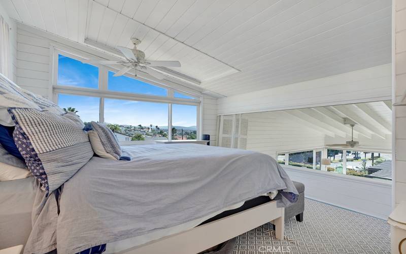 Ocean and coastline views from the upstairs bedroom.