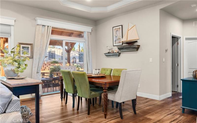 Open Floorplan Dining Area Out to Slider to backyard