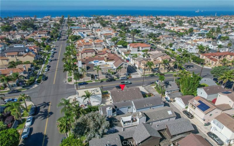 Looking west to the beach a few blocks to the ocean.