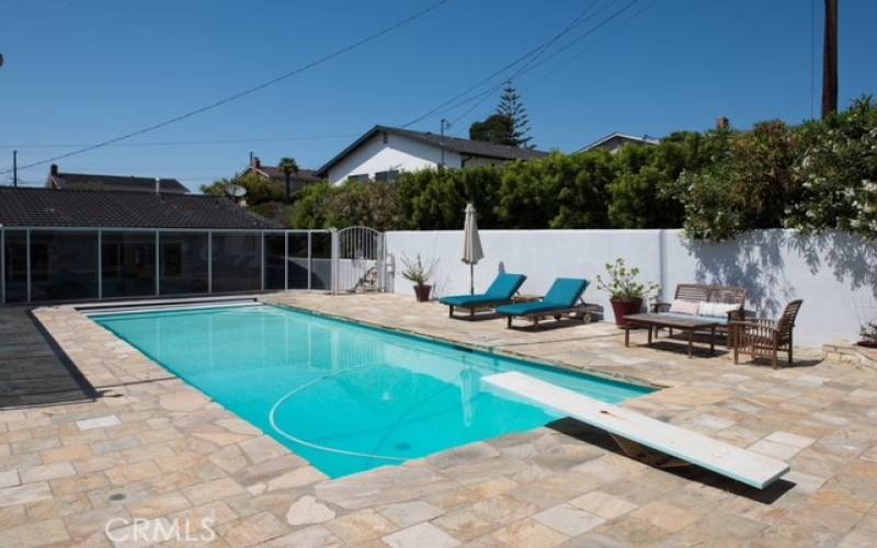 pool and sitting area