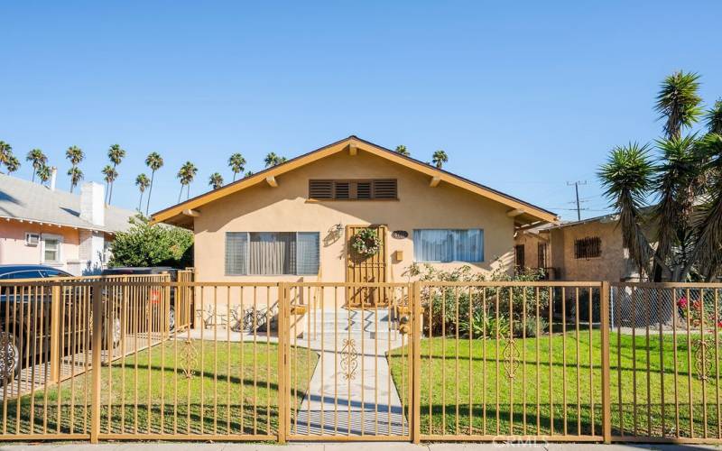 Front of home - fenced yard