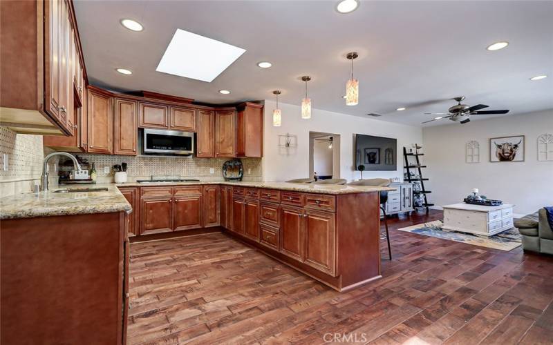 Stylish drop lighting over the kitchen island