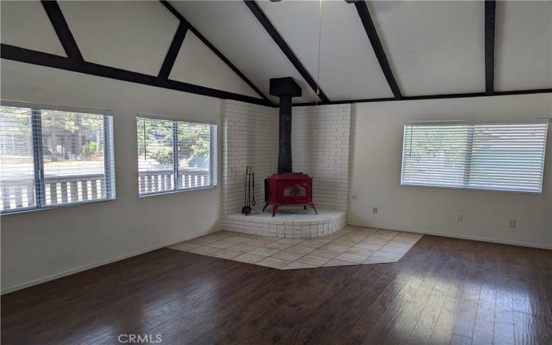 Living room with wood stove