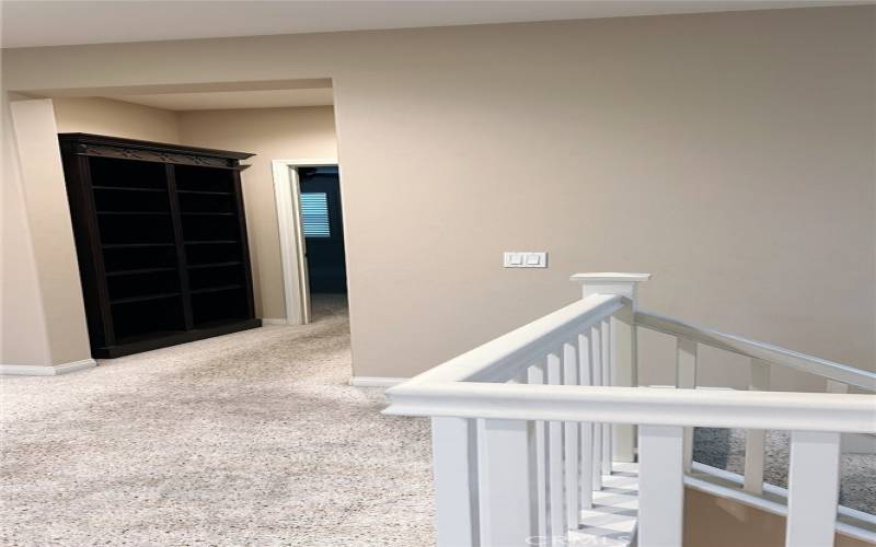 Upstairs hallway and book shelf