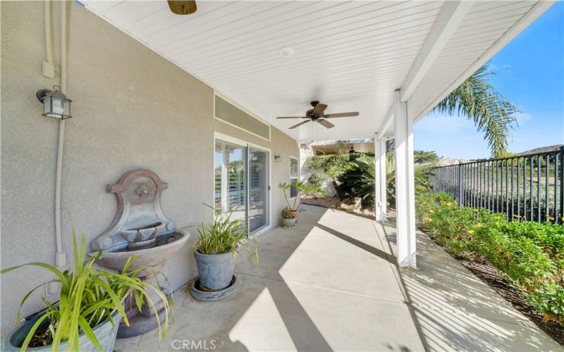 Large patio overlooking the golf course