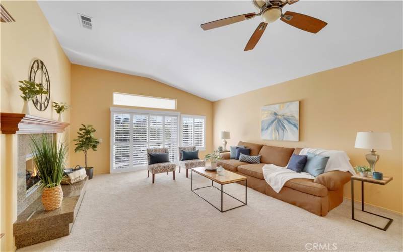 Beautiful and spacious living room with fireplace