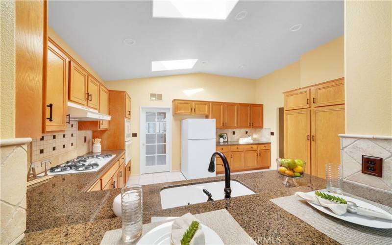 View from the dining room into the kitchen