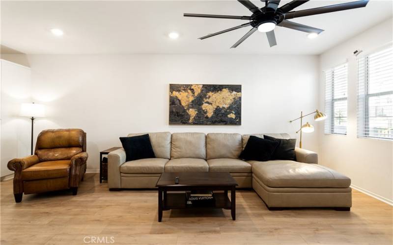 The living area is a really good size and should accommodate just about any size couch.