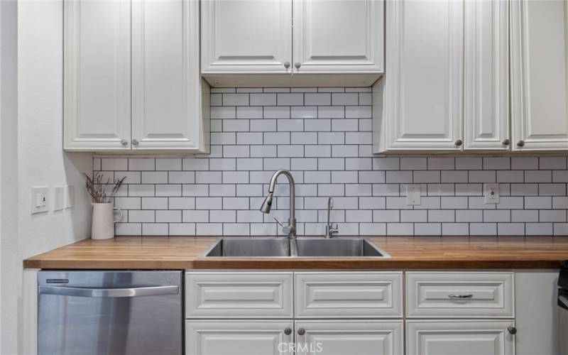 Kitchen - Subway Tile and Butcher Block Counters