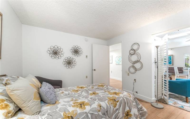 Guest bedroom view of the enclosed atrium.